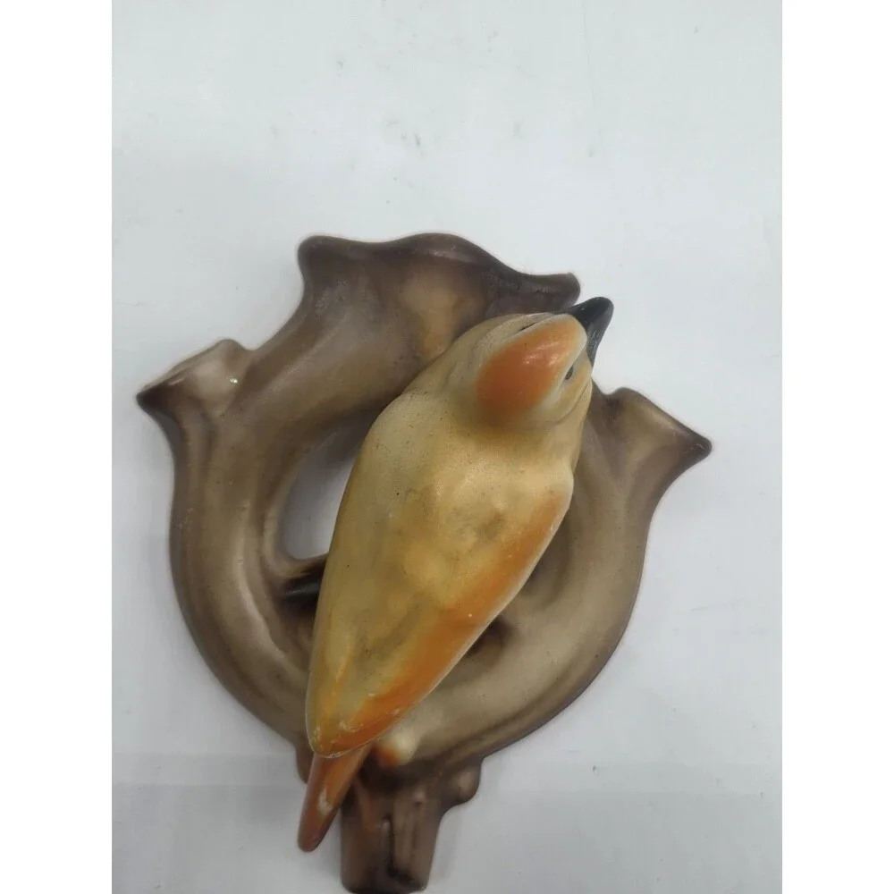 Vtg Czech Pottery Bird Pretzel Branch Vase Wall Pocket Czechoslovakia
